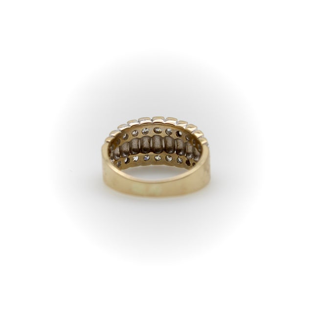 1970s Vintage 14k Gold Diamond Encrusted Band, Size 5.5 For Sale - Image 5 of 10