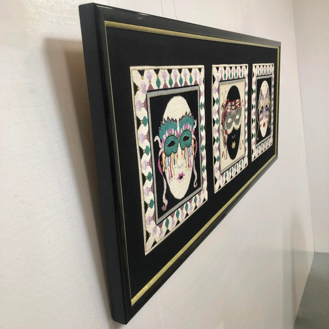Extra Large 1980s Textile Wall Art | Carnival Masks For Sale In Fayetteville, AR - Image 6 of 10
