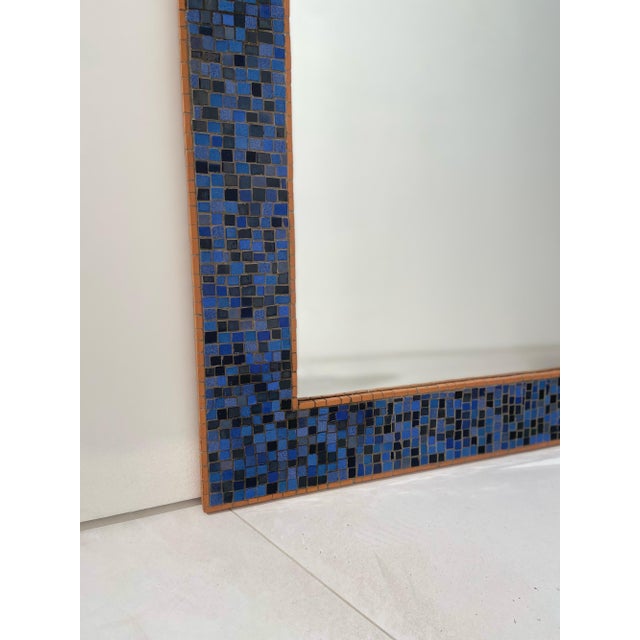 Decorative Wall Mirror with Blue Mosaic Frame, 2009 For Sale - Image 4 of 7