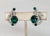 Kramer Vintage 1960s Signed Kramer Rhodium Plated Faux-Emerald & Clear Rhinestone Clip Earrings-2 Pieces For Sale - Image 4 of 6