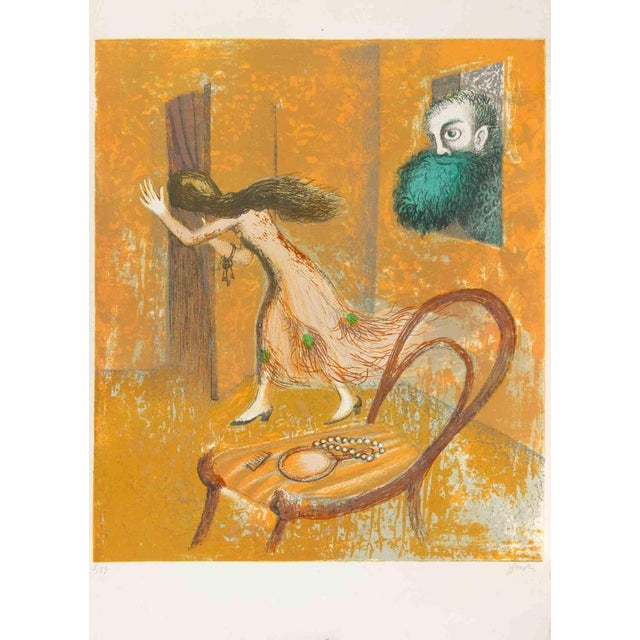 Lithograph in colors on paper. Hand signed and numbered in pencil. Edition of 99. Very good condition. A striking and...