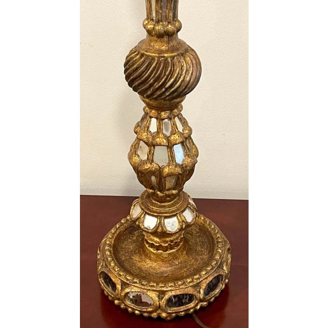 1960s Spanish Colonial Giltwood & Mirror Candlestick, Now as a Lamp For Sale - Image 12 of 13