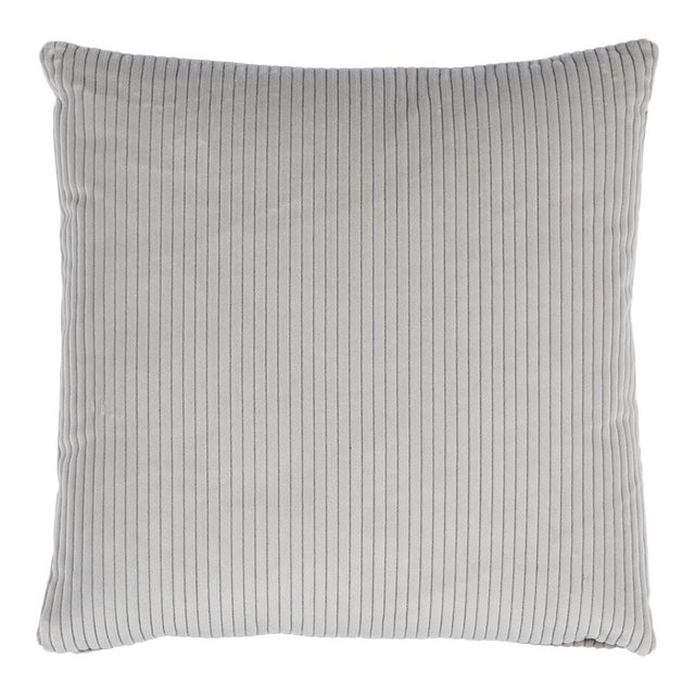 Schumacher Wyatt Corduroy 24" Pillow in Steel Grey For Sale