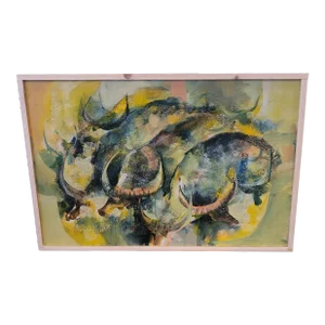 Water Buffalo Mid -Century Art Anton Bago Philippines Famous Artist 1960s