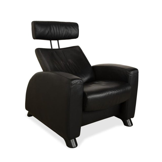 Animal Skin Arion Armchairs and Ottoman in Black Leather from Stressless, Set of 3 For Sale - Image 7 of 18