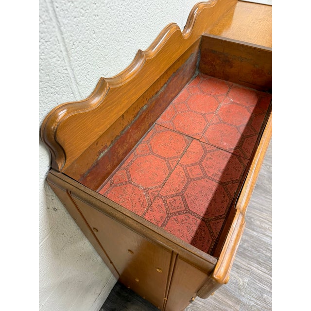 Vintage Colonial Revival Oak Dry Sink Washstand Cabinet For Sale - Image 12 of 13