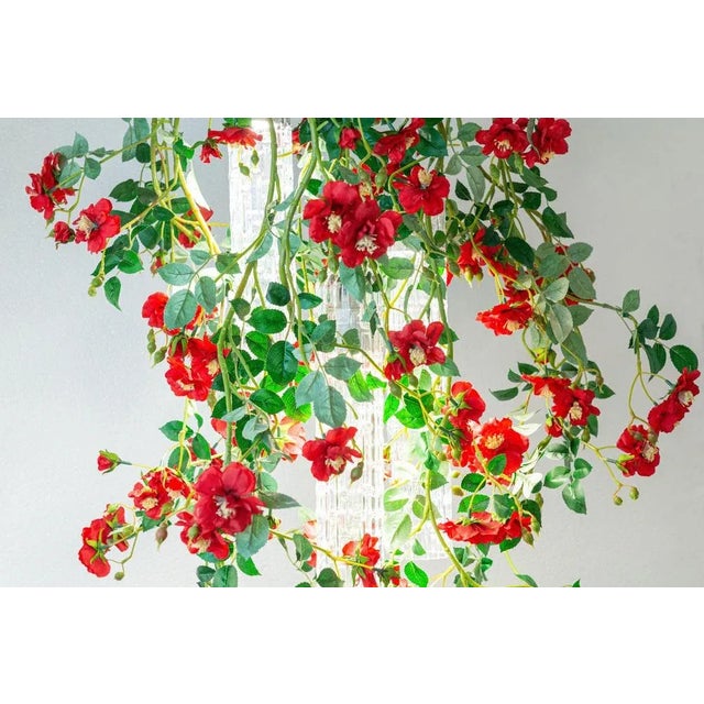 Small Round Flower Power Wild Red Roses Chandelier from VGnewtrend, Italy For Sale - Image 10 of 11