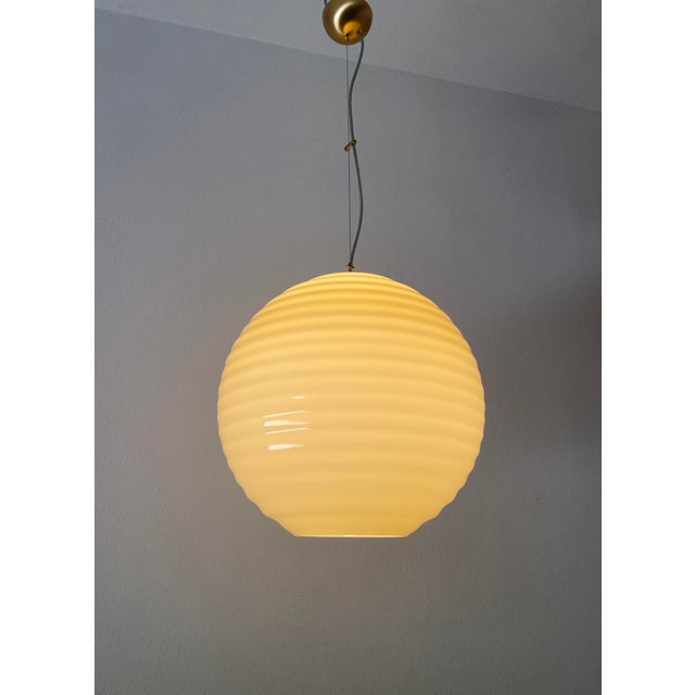 Vintage Modulo S40 Amber Murano Ceiling Lamp by Toso - Massari for Leucos, 1990s For Sale - Image 13 of 16
