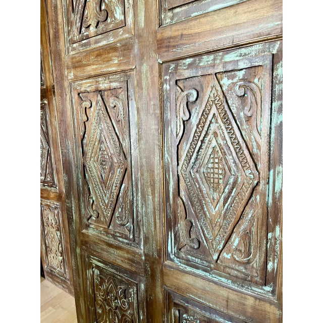 2010s Vintage Hand Carved Door Boho Farmhouse Barndoor 84x36 For Sale - Image 5 of 7