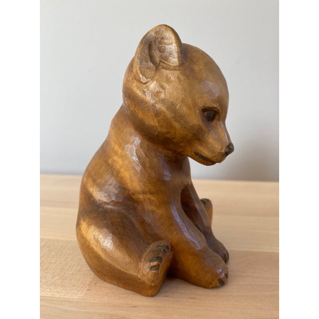 Wood Hand Carved Swiss Baby Bear Figure by Schweizer Heimatwerk For Sale - Image 7 of 13