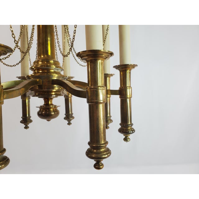 Brass 1970s Mid Century Modern Chapman Brass 8-Light Candlestick Chandelier For Sale - Image 8 of 12