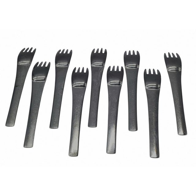 Mid-Century Modern Forks by Ambrogio Pozzi, 1970s, Set of 9 For Sale - Image 3 of 6