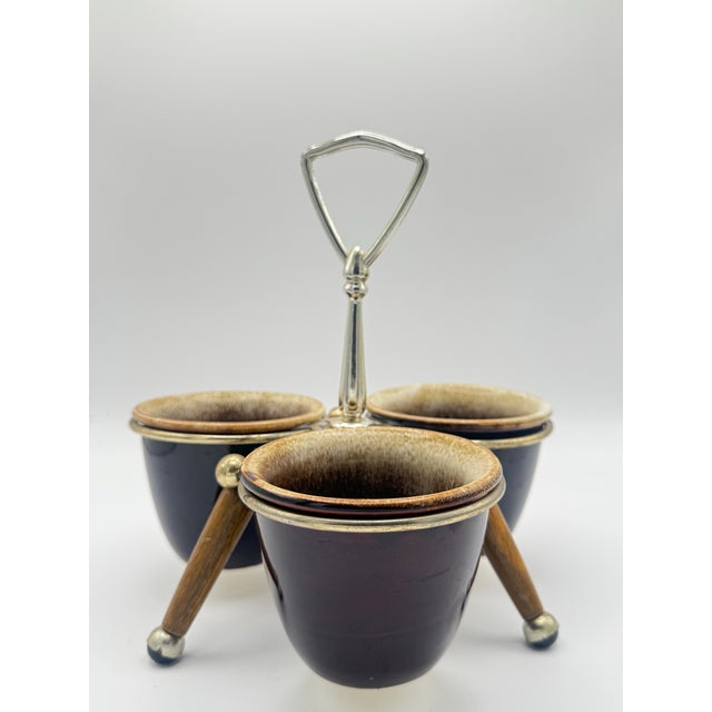 Vintage Pfaltzgraff Brown Drip Relish Server Set, Stoneware Cups - 4 pcs For Sale - Image 12 of 12