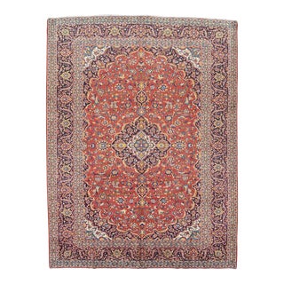 Vintage Oriental Rug 10′ X 13′ Red Wool Traditional Hand-Knotted Carpet For Sale