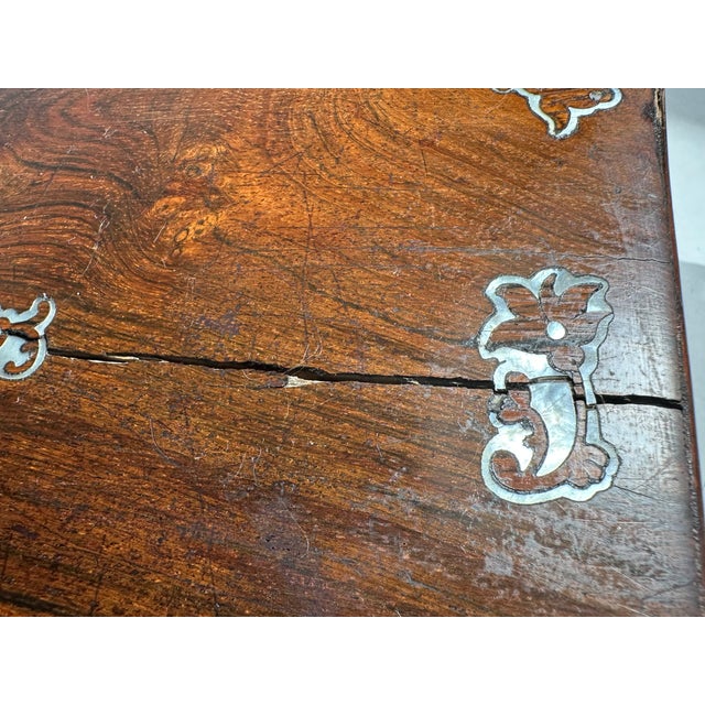 Antique Victorian English Mother-of-Pearl Inlaid Rosewood Box. For Sale - Image 13 of 15