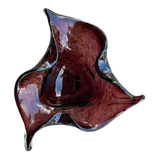 Vintage Italian Art Glass Bowl After Murano For Sale