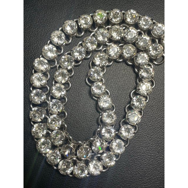 1950s MCM Jewelry: Bookend Chain Crytal Necklace in the the Style of Kramer of New York For Sale - Image 5 of 7