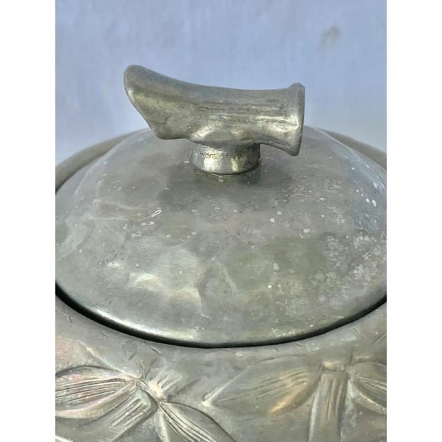 Silver Vintage Faux Bamboo Aluminum Sugar Container For Sale - Image 8 of 11