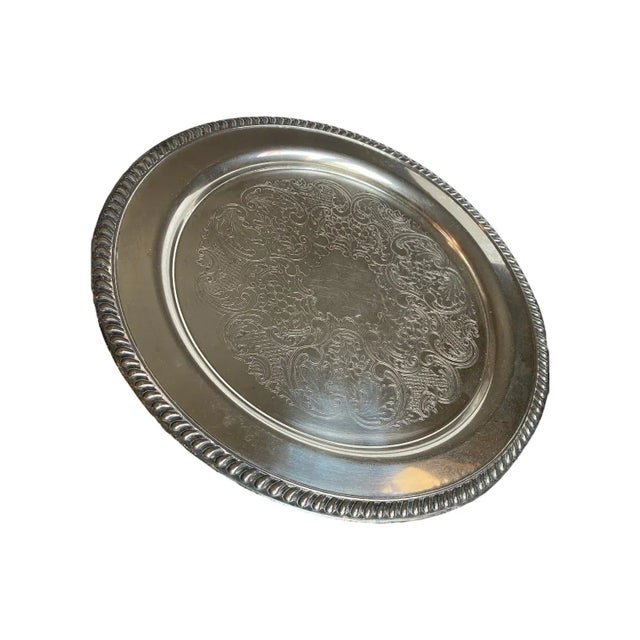 Metal Vintage 1950s Federal Silver Co. Silver Plate Serving Tray For Sale - Image 7 of 11