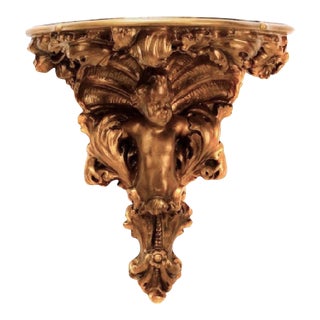 19th Century Monumental Carved Giltwood Baroque Wall Bracket For Sale