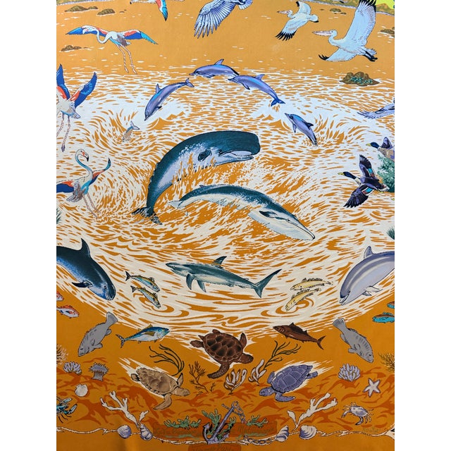 2000 - 2009 Hermès La Vie Précieuse De La Méditerranée Silk Scarf 2001 Designed by Robert Dallet For Sale - Image 5 of 12