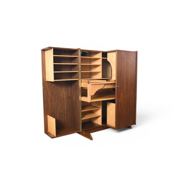 Mid-Century Modern German Walnut "Desk in a Box" Home Office Cabinet, 1960s For Sale - Image 3 of 17