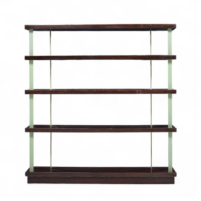 Edward Wormley for Dunbar Model 4568 Mid Century Lacquered Steel and Mahogany Bookcase This bookcase measures: 48 wide x...