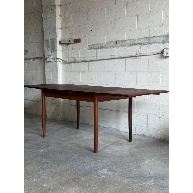 Vintage Danish Modern Teak Extendable Dining Table With Draw Leaves For Sale - Image 4 of 10