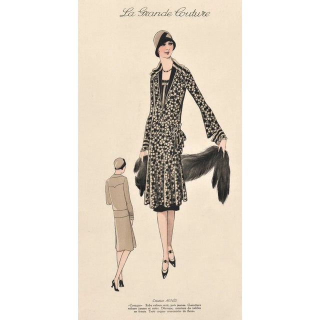 1920s French Art Deco Couture Fashion Print For Sale - Image 4 of 5