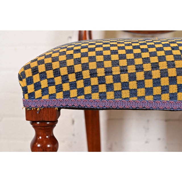 Brown Hepplewhite Carved Mahogany Side Chairs or Dining Chairs by Bevan Funnell, Pair For Sale - Image 8 of 14