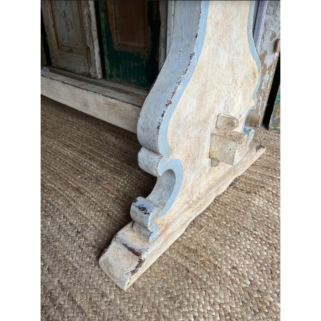 Tuscan Painted Dining Table With Natural Wood Top - 19th C For Sale In Austin - Image 6 of 7