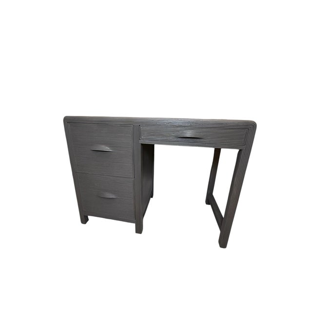 Wood Vintage Art Deco Waterfall Writing Desk in Bronze Satin Finish For Sale - Image 7 of 11