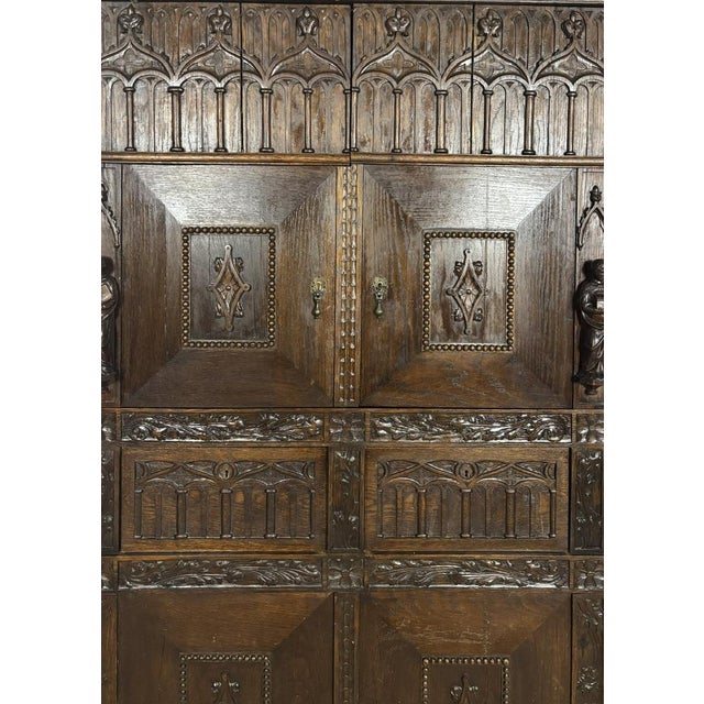 Wood Gothic Revival Oak Cabinet, Early 20th Century For Sale - Image 7 of 15