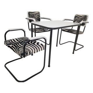 Bauhaus-Style Cantilever Dining Set in Steel, 1970s, Set of 4 For Sale