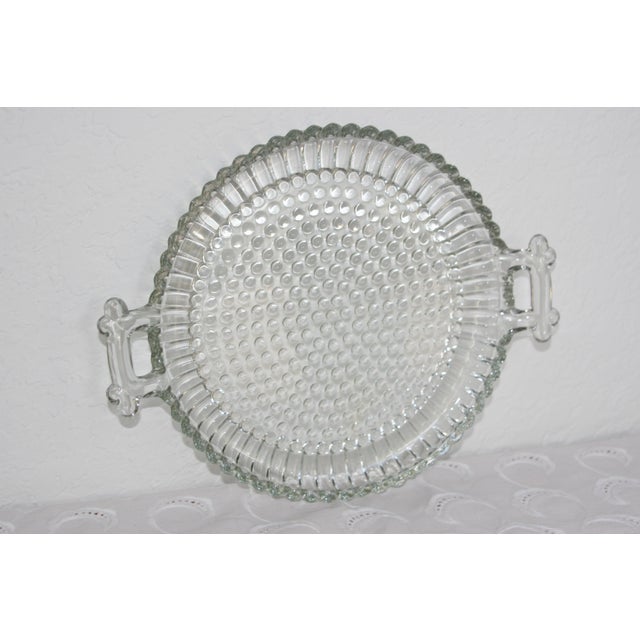 Vintage Clear Glass Small Round Hobnail Serving Tray With
