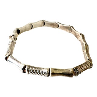 Sterling Silver Bamboo Link Bracelet For Sale