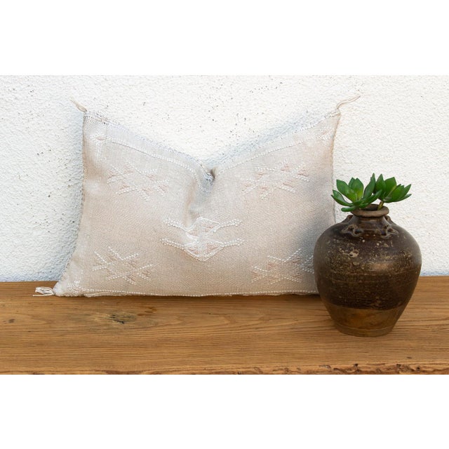 Ivory Star Cluster Lumbar Moroccan Silk Pillow For Sale - Image 10 of 10