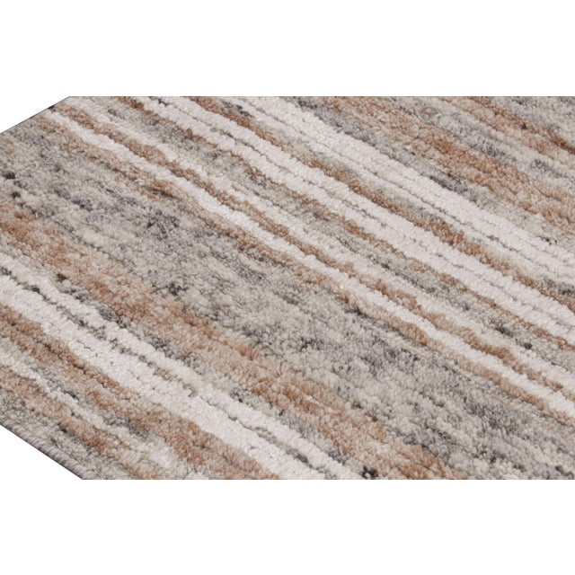 Rug & Kilim’s Modern Rug With Beige/Brown, White and Gray Stripes For Sale In New York - Image 6 of 6