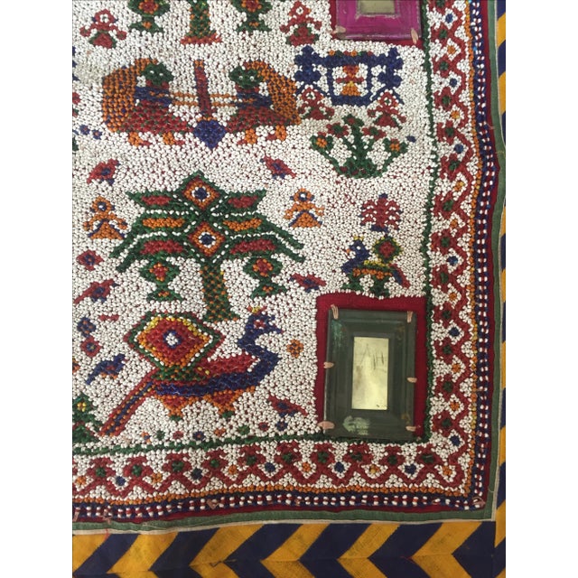 Vintage Beaded Indian Peacock Tribal Wall Hanging For Sale - Image 4 of 7