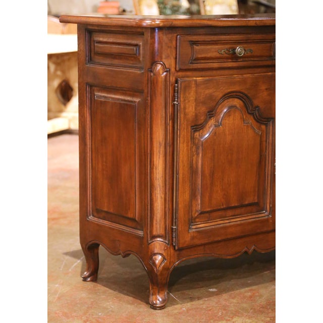 Mid-Century French Louis XV Carved Oak Four-Door Enfilade Buffet With Drawers For Sale - Image 4 of 15