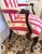 French Bergere Arm Chair With Red Stripe Upholstery For Sale - Image 4 of 6