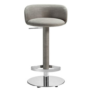 Hillary Gray Leather and Chromed Metal Bar Stool by Richard Hutten For Sale