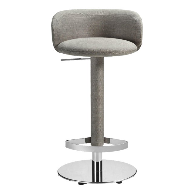 Hillary Gray Leather and Chromed Metal Bar Stool by Richard Hutten For Sale