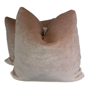 Teddy Mohair in Petal Pink 22" Pillows-A Pair