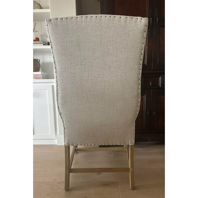 Restoration Hardware Restoration Hardware French Linen Wingback Chair For Sale - Image 4 of 7