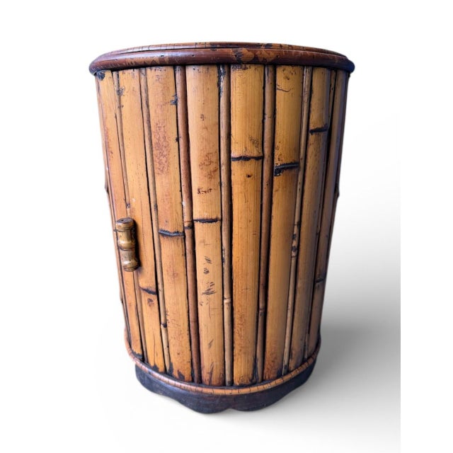 Boho Chic Vintage Bamboo Cabinet Side Table For Sale - Image 3 of 8