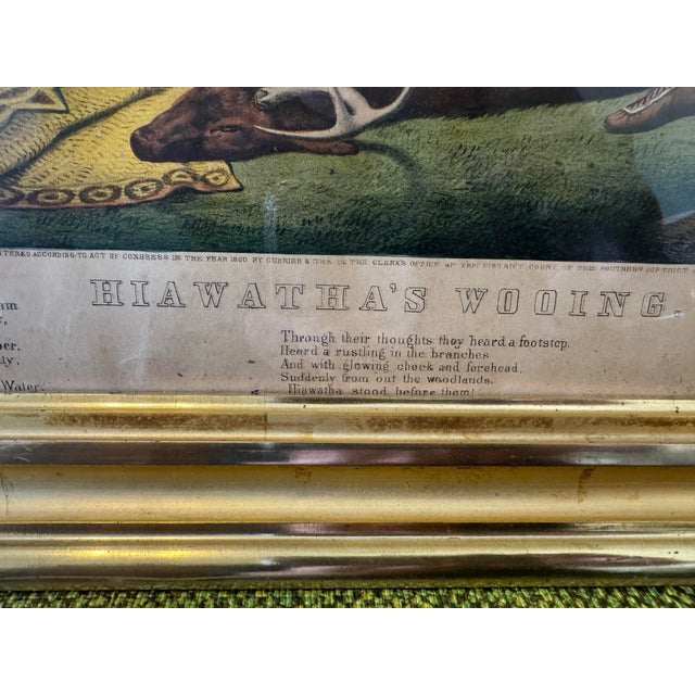 Early 20th Century Antique Victorian Gilt Framed Currier & Ives Hiawatha's Wooing Print For Sale - Image 5 of 8