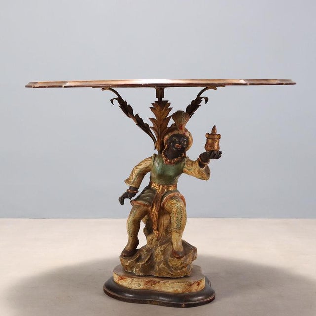 Coffee Table with Painted Metal Moretto For Sale - Image 3 of 10