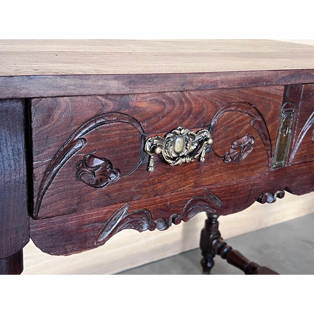 Early 20th Century Spanish Country Pine "Mobila " Sofa Table or Console table with Drawer For Sale - Image 4 of 18