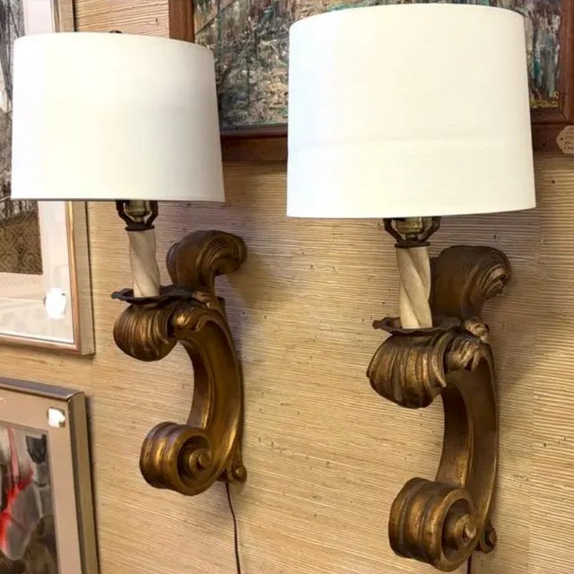 Early 20th Century Wood Giltwood Wall Sconces For Sale - Image 4 of 8